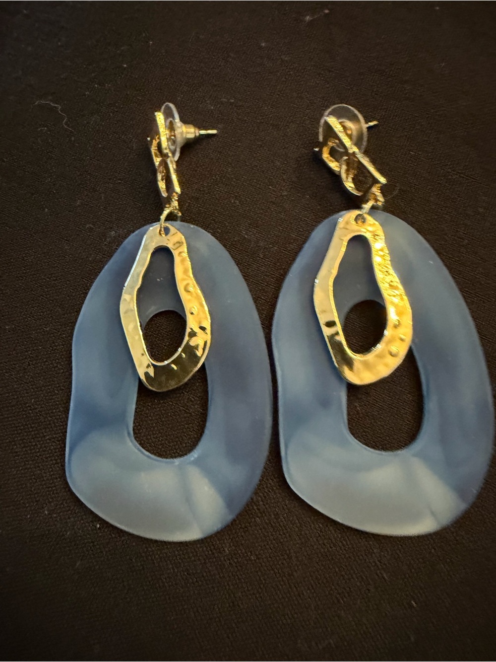 Gold & Blue Drop Earrings - Women Jewelry